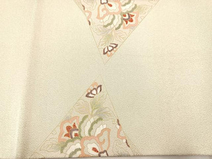 平和屋着物◎太鼓柄袋帯　綴れ　切嵌花文　金彩　正絹　逸品　BAAS5539bs