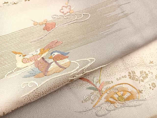平和屋着物□訪問着 刺繍 鴛鴦花文 暈し染め 金彩 正絹 逸品