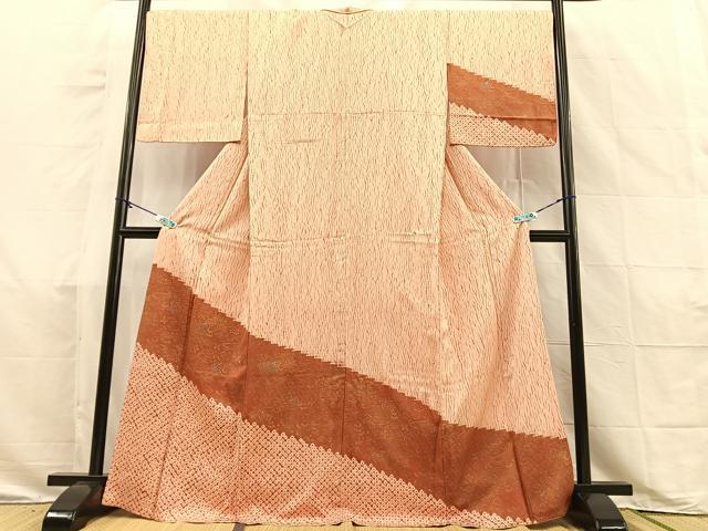 品質保証 平和屋着物□訪問着 絞り 逸品 正絹 金彩 扇面流水花文 刺繍 着物・浴衣