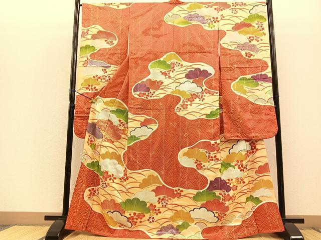 平和屋着物□豪華振袖 駒刺繍 芝草松梅文 金銀彩 正絹 逸品