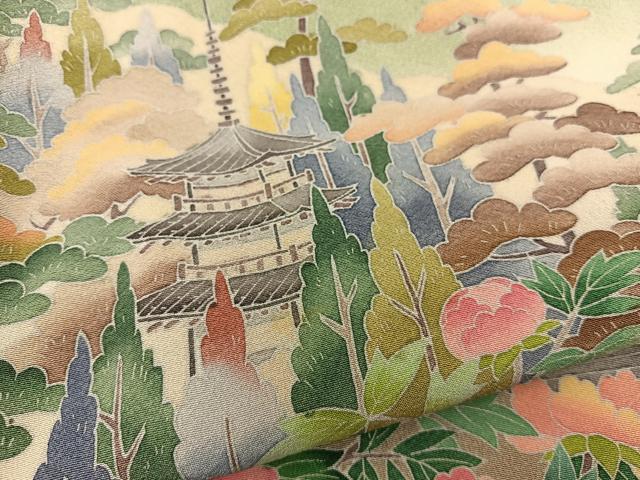 落款入り作家物　岡村蒼風　一つ紋入りの色留袖袷着物　準礼装フォーマル 落款入り作家物 岡村蒼風 一つ紋入りの色留袖袷着物 準礼装