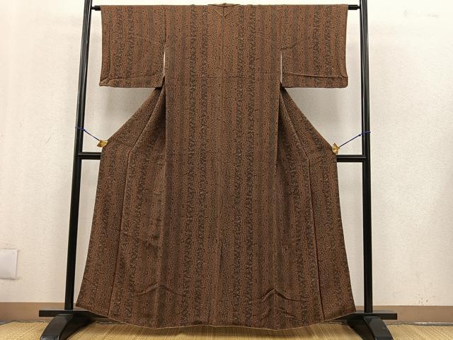 平和屋着物□上質な小紋 草花間道 鬼しぼ縮緬 正絹 逸品 BAAS5936ph
