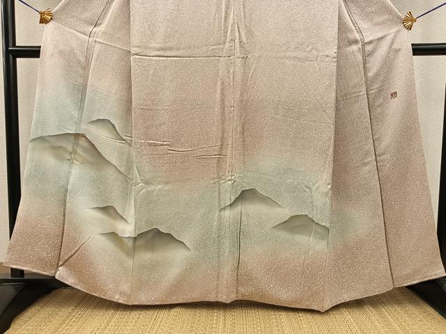 平和屋着物□訪問着 作家物 重ね山文 たたき染め 金彩 正絹 逸品