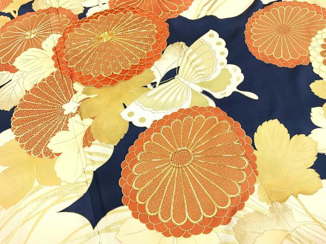 平和屋着物□豪華振袖 駒刺繍 舞蝶菊文 金彩 正絹 逸品 BAAS5986ph