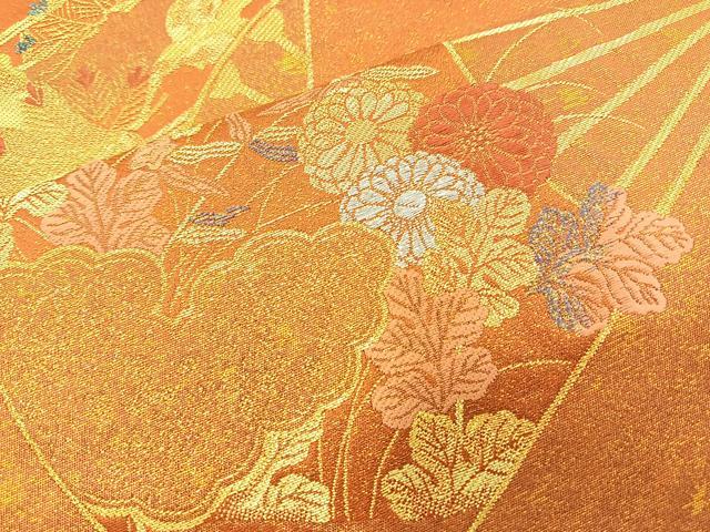 平和屋着物◎六通柄袋帯 地紙草花文 金糸 引箔 正絹 逸品 BAAS6042fc