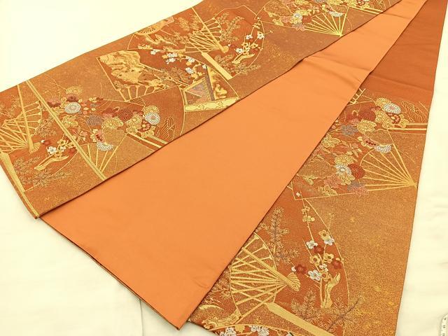 平和屋着物◎六通柄袋帯 地紙草花文 金糸 引箔 正絹 逸品 BAAS6042fc