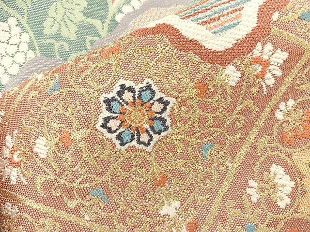 平和屋着物◎太鼓柄袋帯 綴れ 道長花文 金糸 正絹 逸品 BAAS6058fc