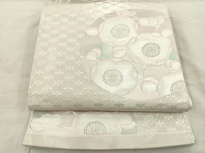 平和屋着物◎六通柄袋帯 花丸文 銀糸 正絹 逸品 BAAS6063fc