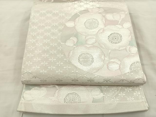 平和屋着物◎六通柄袋帯 花丸文 銀糸 正絹 逸品 BAAS6063fc
