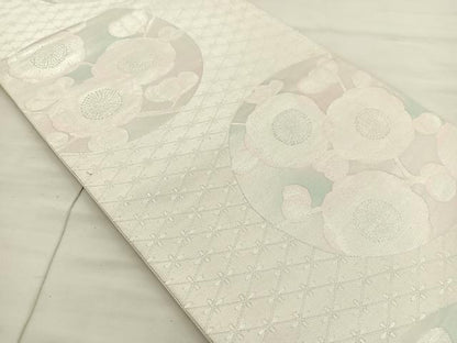 平和屋着物◎六通柄袋帯 花丸文 銀糸 正絹 逸品 BAAS6063fc
