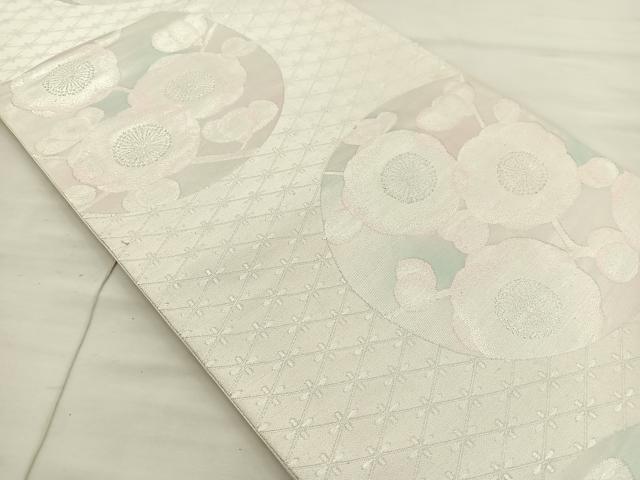 平和屋着物◎六通柄袋帯 花丸文 銀糸 正絹 逸品 BAAS6063fc