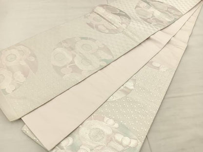 平和屋着物◎六通柄袋帯 花丸文 銀糸 正絹 逸品 BAAS6063fc