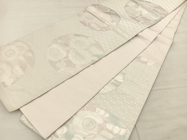 平和屋着物◎六通柄袋帯 花丸文 銀糸 正絹 逸品 BAAS6063fc