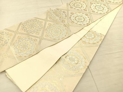 平和屋着物◎六通柄袋帯 天井花文 金銀糸 正絹 逸品 BAAS6065fc