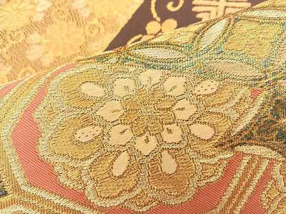 平和屋着物◎六通柄袋帯 松皮菱蜀江文 金糸 正絹 逸品 BAAS6067fc