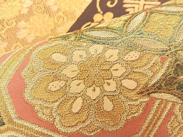 平和屋着物◎六通柄袋帯 松皮菱蜀江文 金糸 正絹 逸品 BAAS6067fc