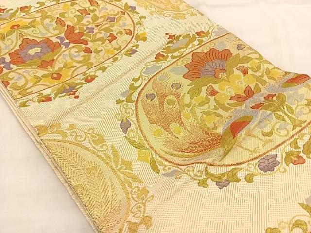 平和屋着物◎六通柄袋帯 花鳥文 金糸 正絹 逸品 BAAS6076fc