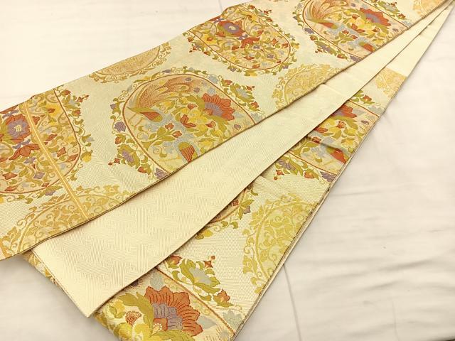 平和屋着物◎六通柄袋帯 花鳥文 金糸 正絹 逸品 BAAS6076fc