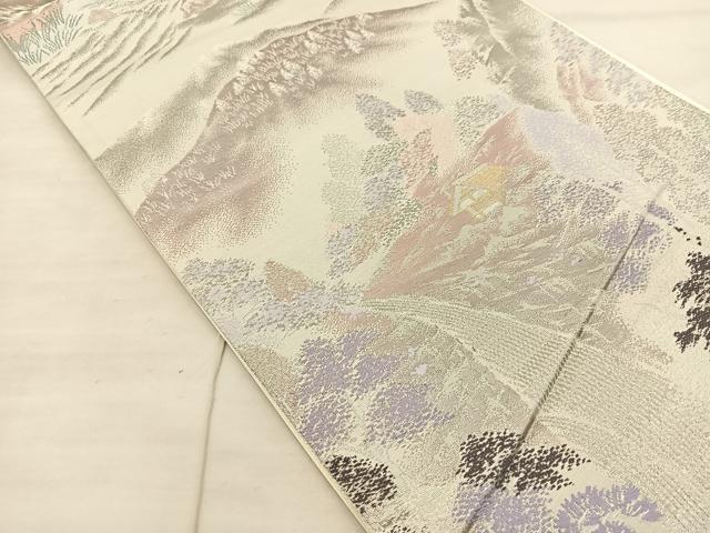 平和屋着物◎六通柄袋帯 清滝の四季 風景文 銀糸 正絹 逸品 BAAS6077fc