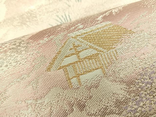 平和屋着物◎六通柄袋帯 清滝の四季 風景文 銀糸 正絹 逸品 BAAS6077fc