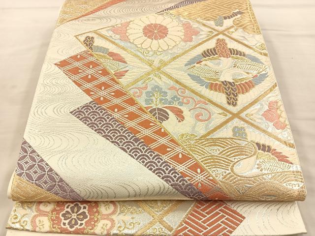 平和屋着物◎六通柄袋帯　唐織　花鳥文　金銀糸　正絹　逸品　BAAS6137fc
