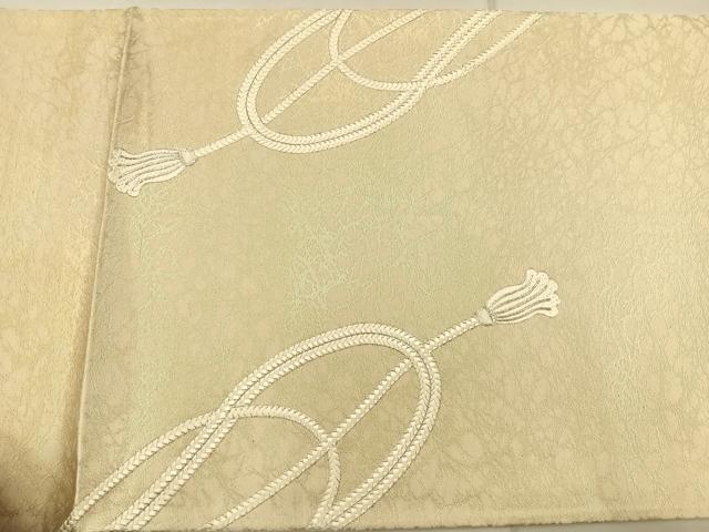 平和屋着物◎太鼓柄袋帯　総刺繍　駒刺繍　束ね紐　正絹　逸品　BAAS6170fc