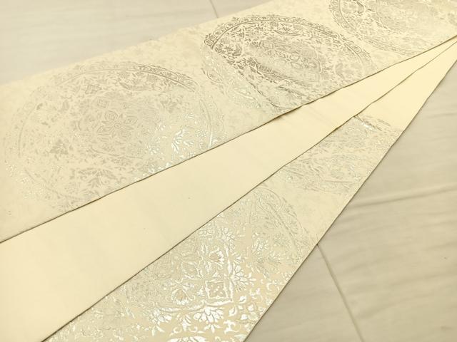 平和屋着物◎六通柄袋帯 宝相華 銀糸 正絹 逸品 BAAS6171fc