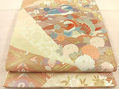 平和屋着物◎六通柄袋帯 観世池濤文 金糸 正絹 逸品 BAAS6176fc