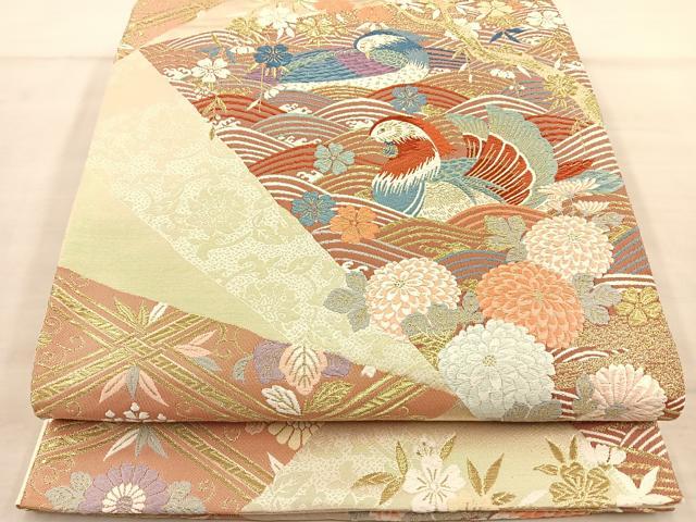 平和屋着物◎六通柄袋帯 観世池濤文 金糸 正絹 逸品 BAAS6176fc