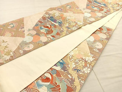 平和屋着物◎六通柄袋帯 観世池濤文 金糸 正絹 逸品 BAAS6176fc