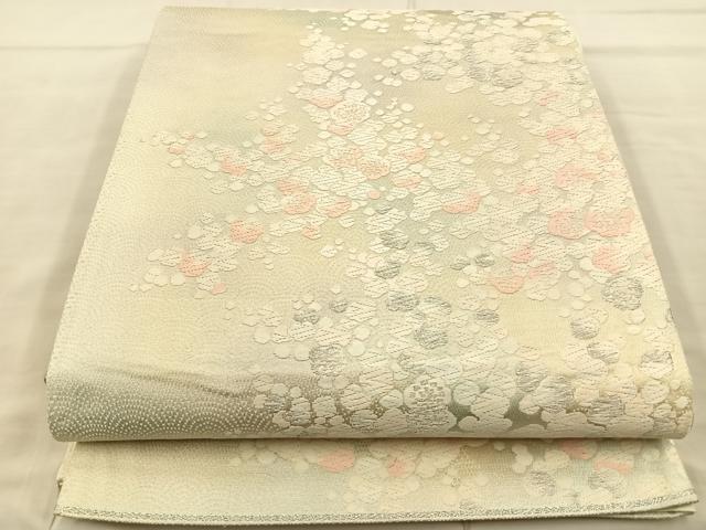 平和屋着物◎六通柄袋帯 唐織 舞梅文 銀糸 正絹 逸品 BAAS6196fc
