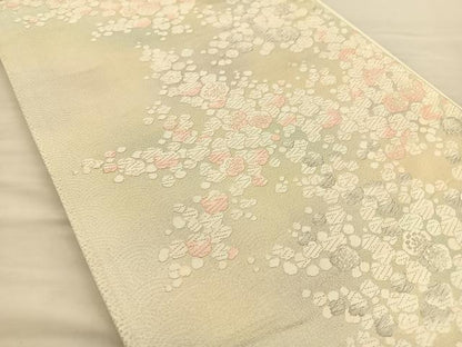 平和屋着物◎六通柄袋帯 唐織 舞梅文 銀糸 正絹 逸品 BAAS6196fc