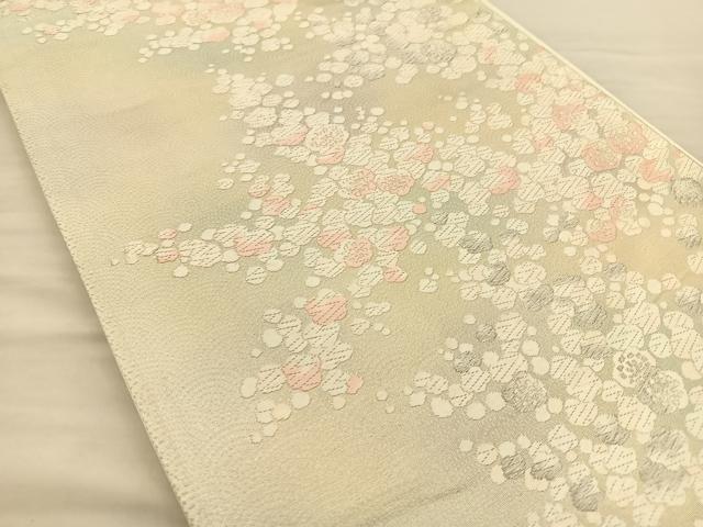 平和屋着物◎六通柄袋帯 唐織 舞梅文 銀糸 正絹 逸品 BAAS6196fc