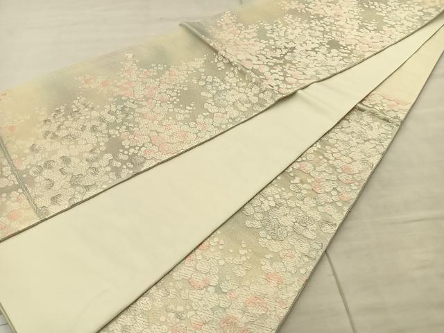 平和屋着物◎六通柄袋帯 唐織 舞梅文 銀糸 正絹 逸品 BAAS6196fc