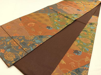 平和屋着物◎六通柄 本袋帯 名物裂 金糸 正絹 逸品 BAAS6344hj