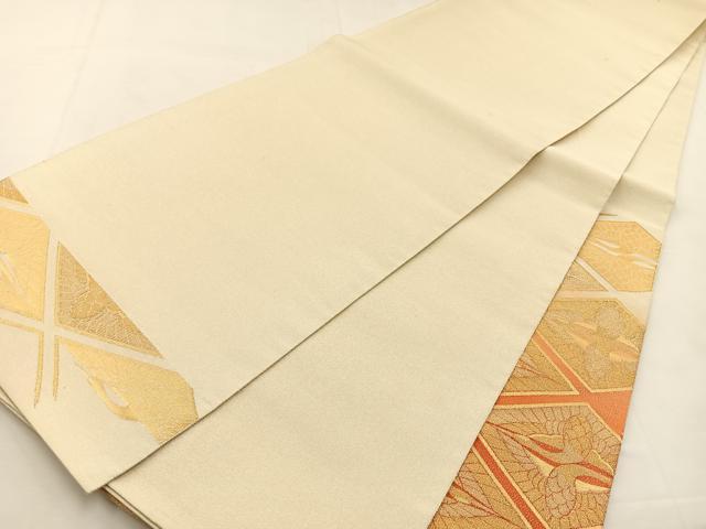 平和屋着物◎太鼓柄袋帯 綴れ 双鶴 金銀糸 正絹 逸品 BAAS6346hj