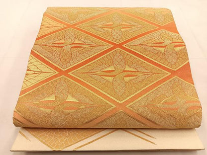 平和屋着物◎太鼓柄袋帯 綴れ 双鶴 金銀糸 正絹 逸品 BAAS6346hj