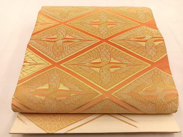 平和屋着物◎太鼓柄袋帯 綴れ 双鶴 金銀糸 正絹 逸品 BAAS6346hj