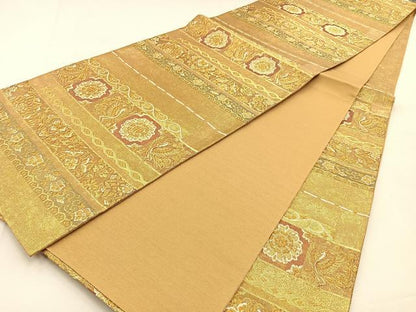 平和屋着物◎佐賀錦 六通柄袋帯 唐織 正倉院 金糸 正絹 逸品 BAAS6352hj