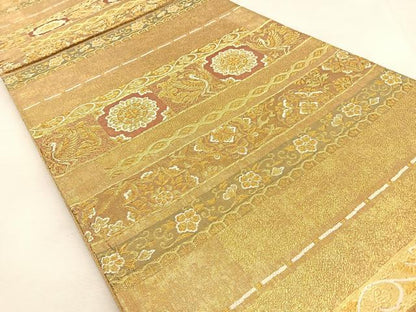 平和屋着物◎佐賀錦 六通柄袋帯 唐織 正倉院 金糸 正絹 逸品 BAAS6352hj