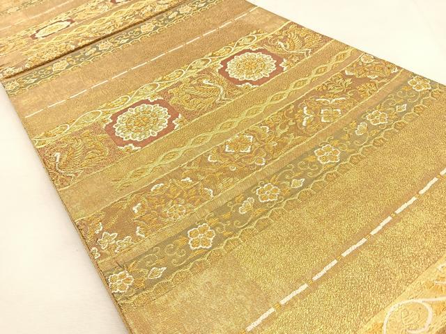 平和屋着物◎佐賀錦 六通柄袋帯 唐織 正倉院 金糸 正絹 逸品 BAAS6352hj