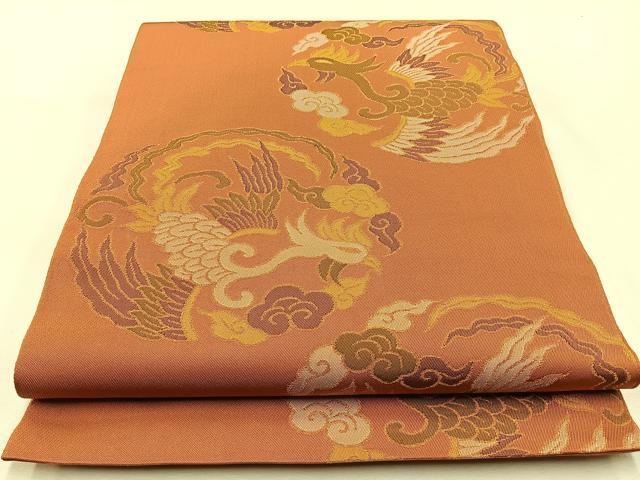 平和屋着物◎全通柄　本袋帯　鳳凰丸文　金糸　正絹　逸品　BAAS6383hj