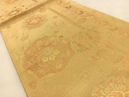 平和屋着物◎六通柄袋帯 正倉院花文 金糸 正絹 逸品 BAAS6387hj