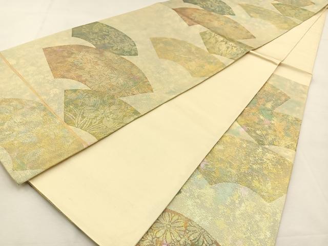 平和屋着物◎六通柄袋帯 地紙秋草文 金糸 引箔 正絹 逸品 BAAS6388hj