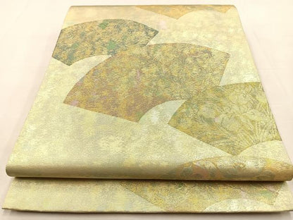 平和屋着物◎六通柄袋帯 地紙秋草文 金糸 引箔 正絹 逸品 BAAS6388hj