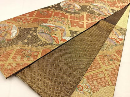 平和屋着物◎佐賀錦 六通柄袋帯 平安 金糸 正絹 逸品 BAAS6539hj