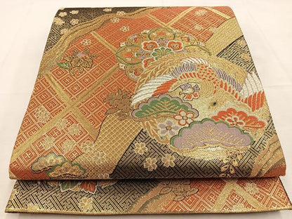 平和屋着物◎佐賀錦 六通柄袋帯 平安 金糸 正絹 逸品 BAAS6539hj