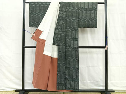 平和屋着物■上質なお召　亀甲文　正絹　逸品　BAAS6738me