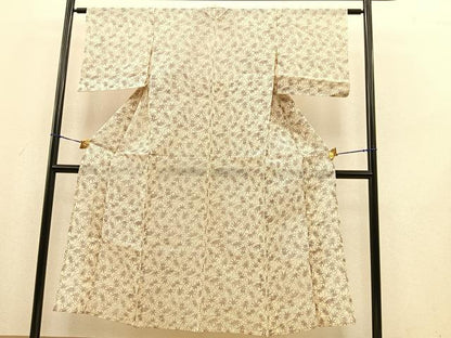 平和屋着物∴夏物　綿紅梅　浴衣　舞葉文　綿　逸品　BAAS7127pk