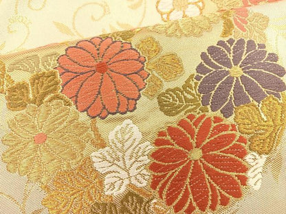 平和屋着物◎六通柄袋帯 唐織 花丸文 金糸 正絹 逸品 BAAS7308hz
